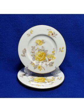 Yellow Roses Bread and Butter Plates Set of 2 Mayfair By Castleton China USA